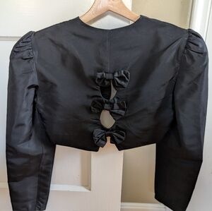 Diamond's Run Designed By Waine Diamond Black Cropped Jacket with Bow Backons W6